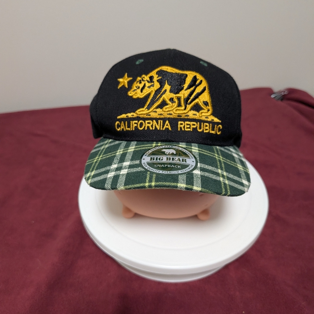 California Republic Bear Plaid Brim Snapback Hat